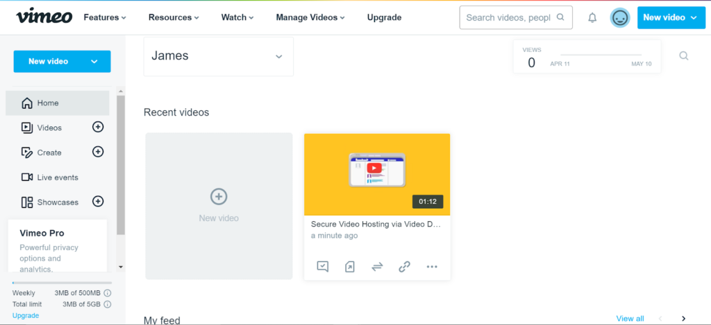 Vimeo - online video platform comparison dashboard